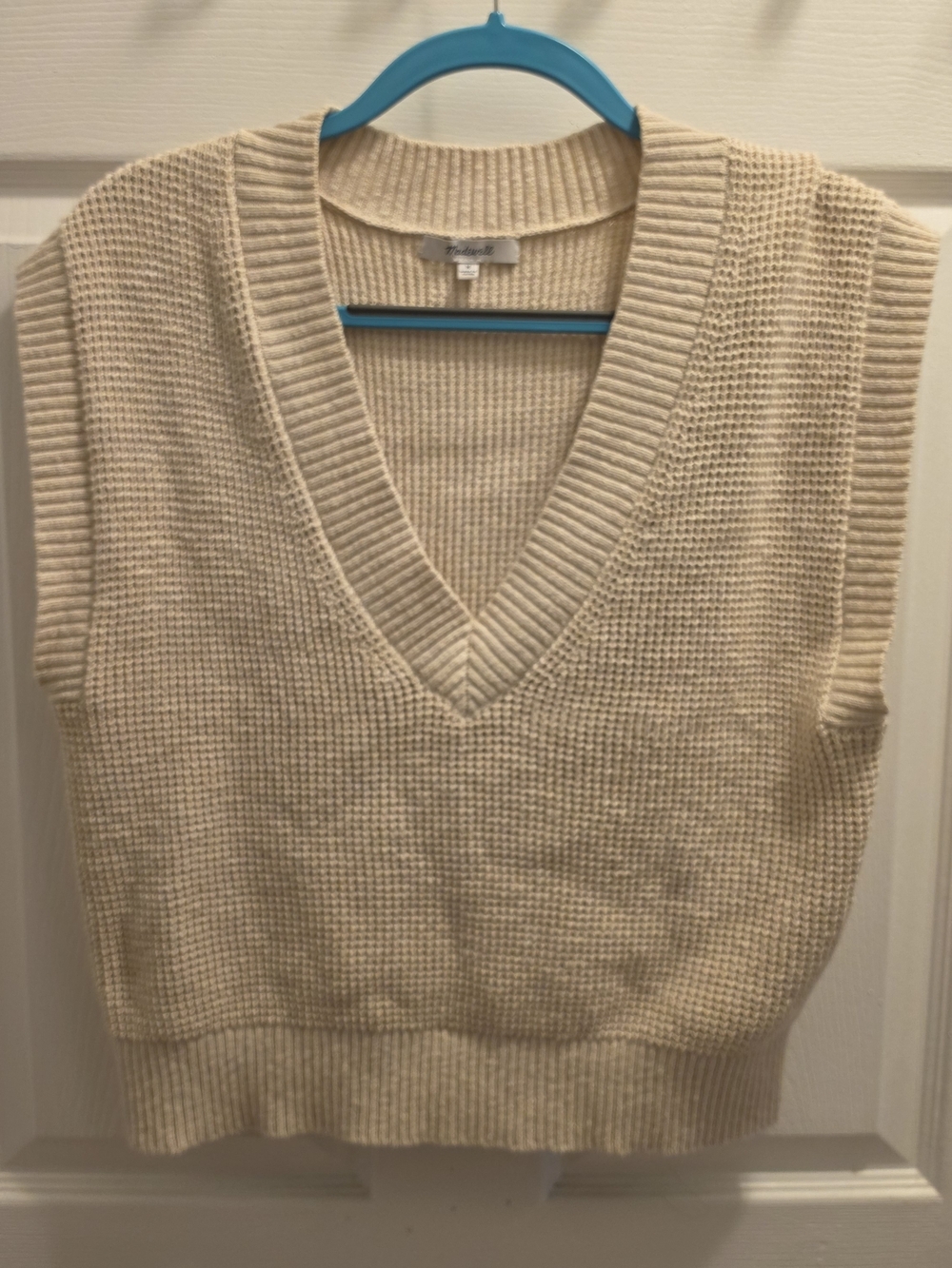 Madewell Women's Cream V-Neck Knit Sweater Vest